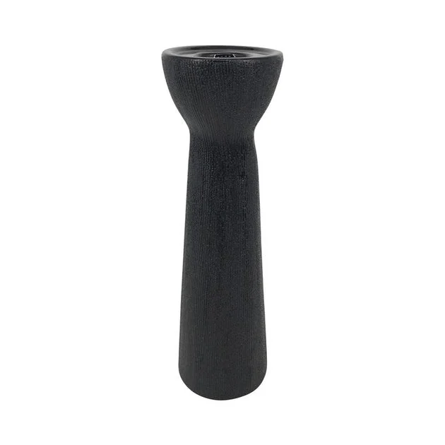 14" Beaded Ceramic Bead Candle Holder - Black