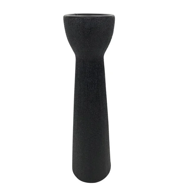 16" Beaded Ceramic Bead Candle Holder - Black