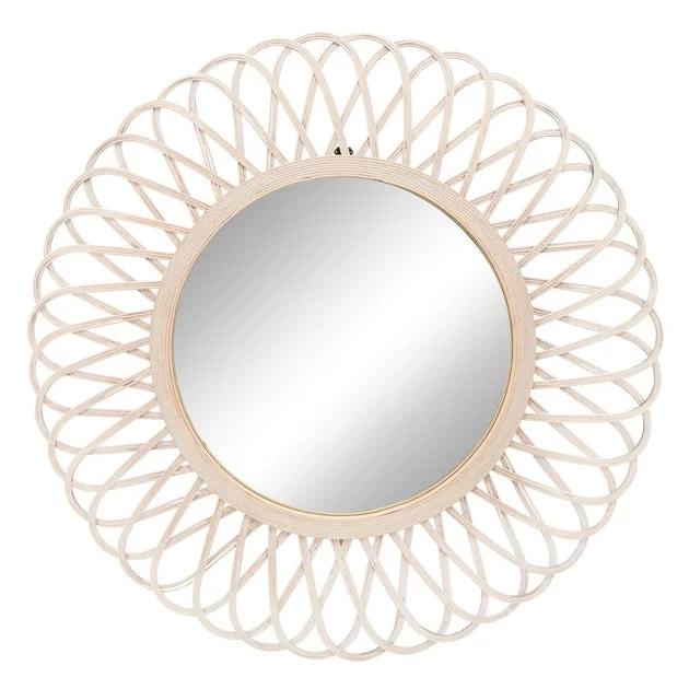 35" Wicker Daisy Mirror - Natural