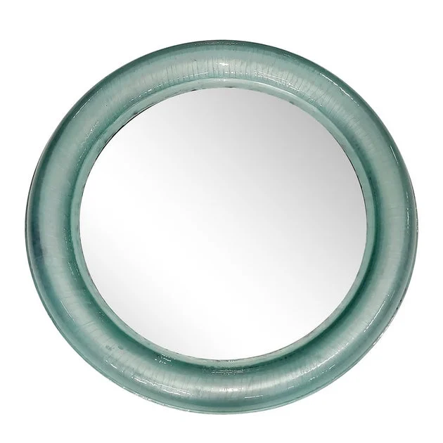 36" Round Metal Wall Mirror - Turquoise