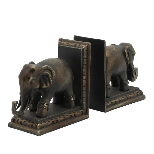 Polished Elephant Bookends Set of 2