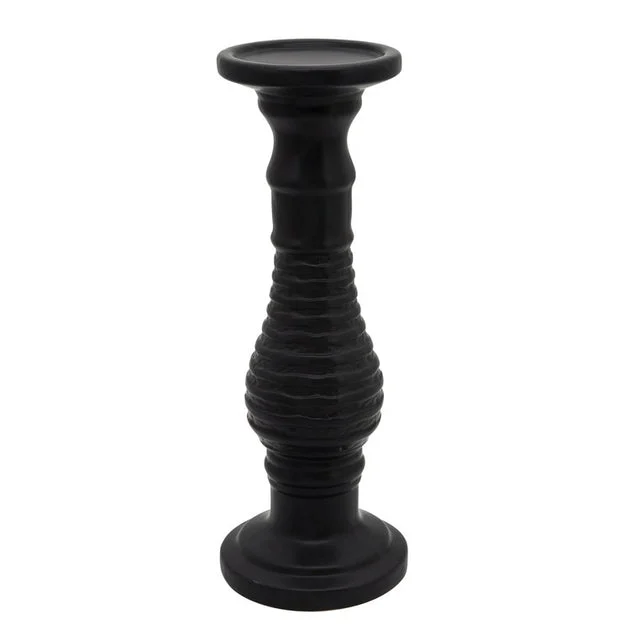 18" Textured Candle Holder - Black