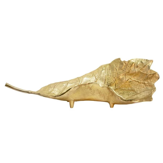 21" Metal Leaf Platter - Gold