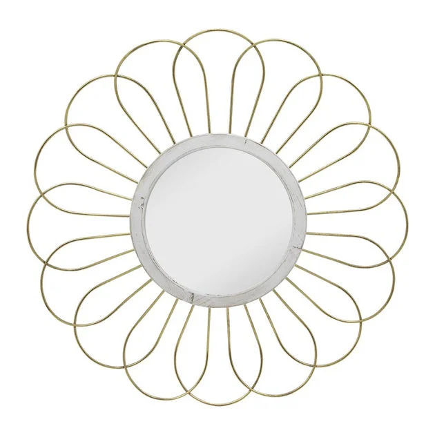 35" Metal Daisy Wall Mirror - Gold