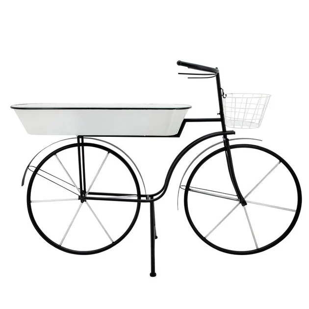 46" x 15" x 30" Metal Bike Planter - White (Knockdown Design)