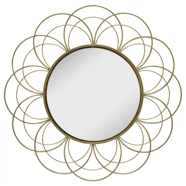 32" Metal Flower Frame Mirror - Gold