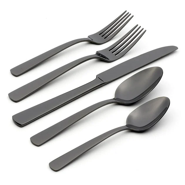 Aptitude Glossy Midnight Twenty-Piece Flatware Set, Service for 4