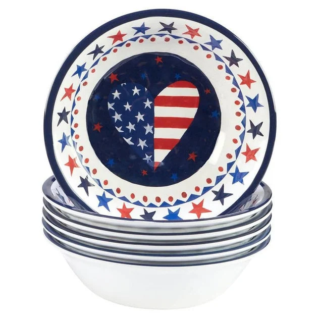 Stars & Stripes 7.5" x 2" All-Purpose Bowls Set of 6