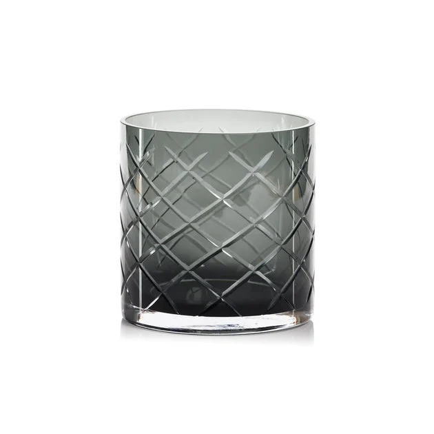 Mariel 6" Tall Hand-Cut Glass Vase/Candle Holder