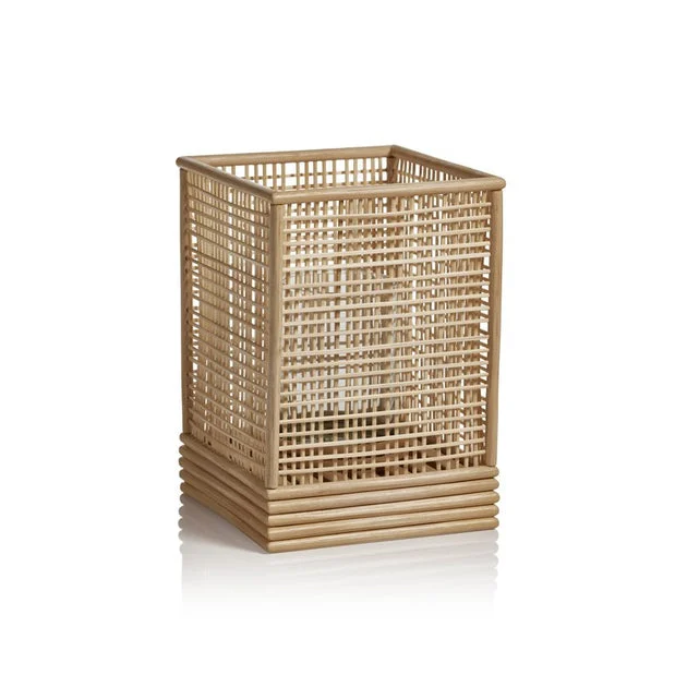 Cebu Bamboo Hurricane Candle Holder with Checkered Pattern