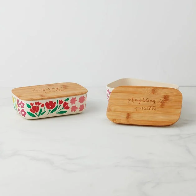 Floral Field Rectangular Lunch Containers with Lids Set of 2
