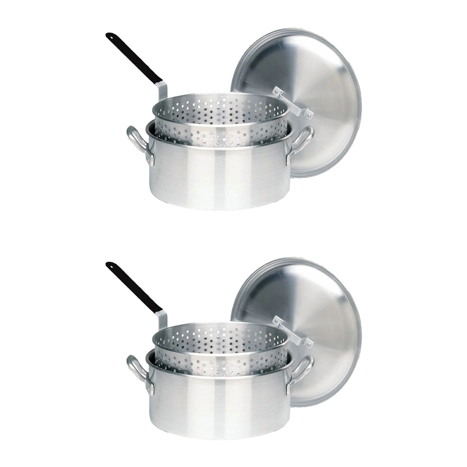 Bayou Classic Durable 14 Quart Aluminum Fry Pot and Removable Basket (2 Pack)