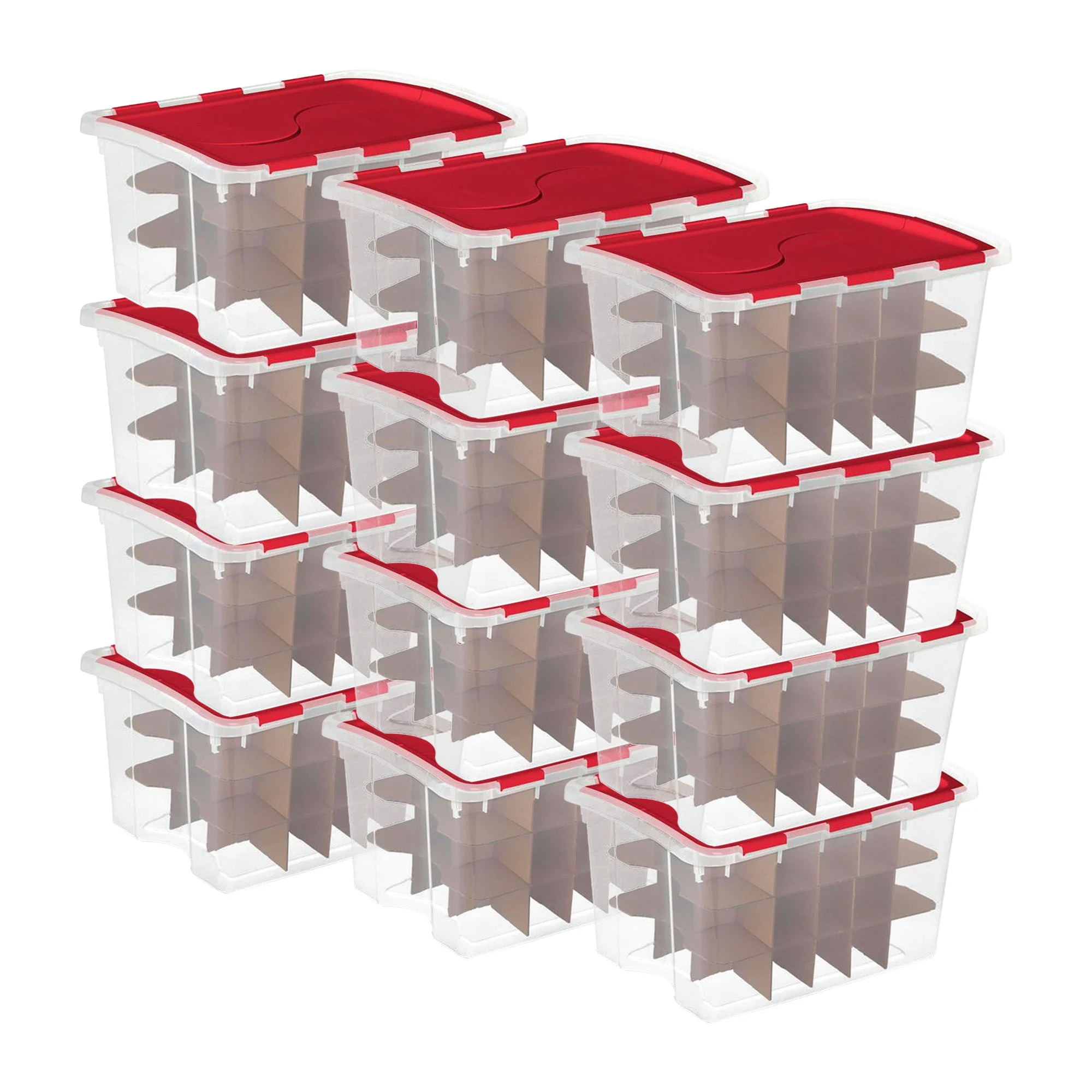 Sterilite 48 Quart Stackable Holiday Christmas 45 Ornament Storage Box (12 Pack)