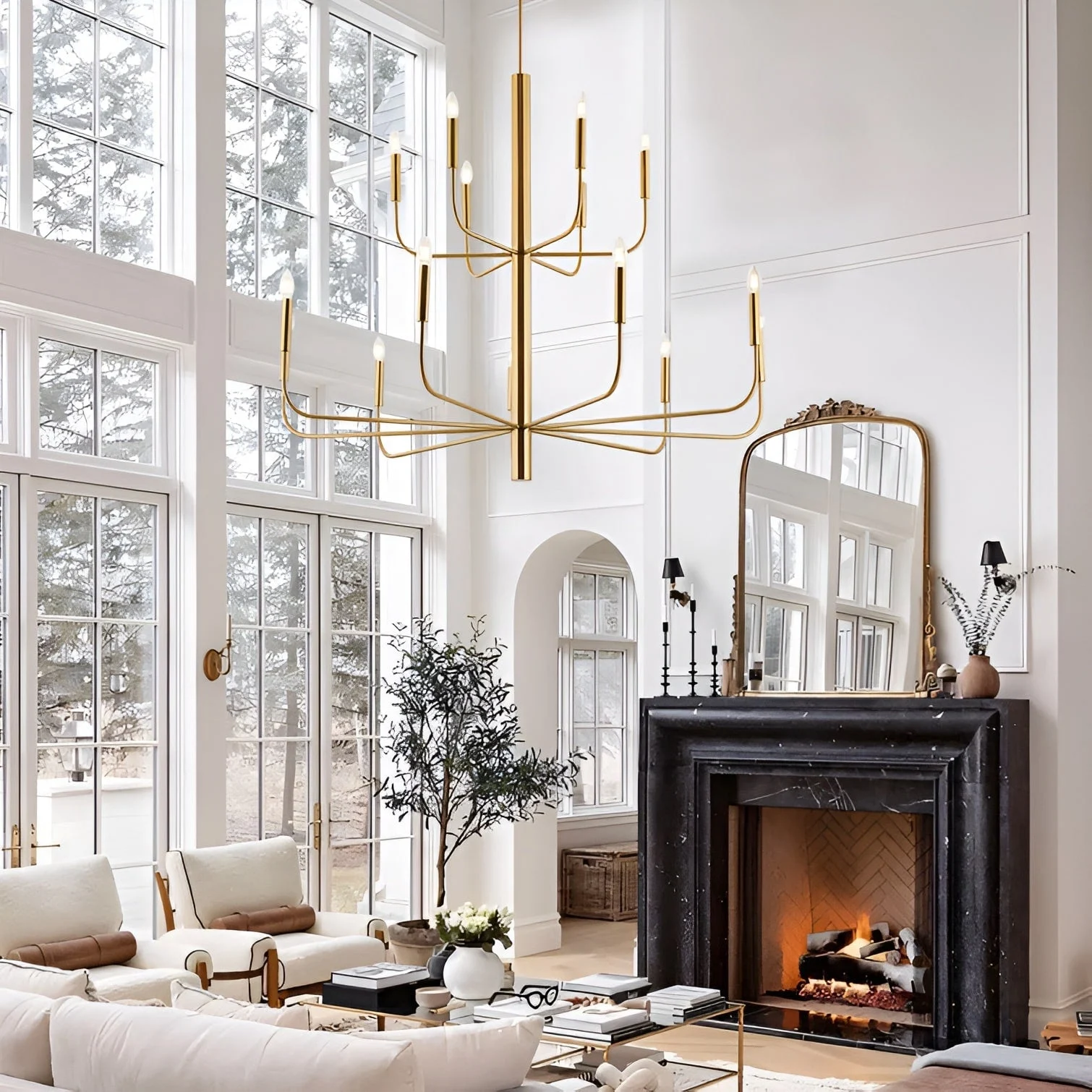 15-Light Minimalist Candlestick Chandelier, 2 Tier Ancient Design - 48
