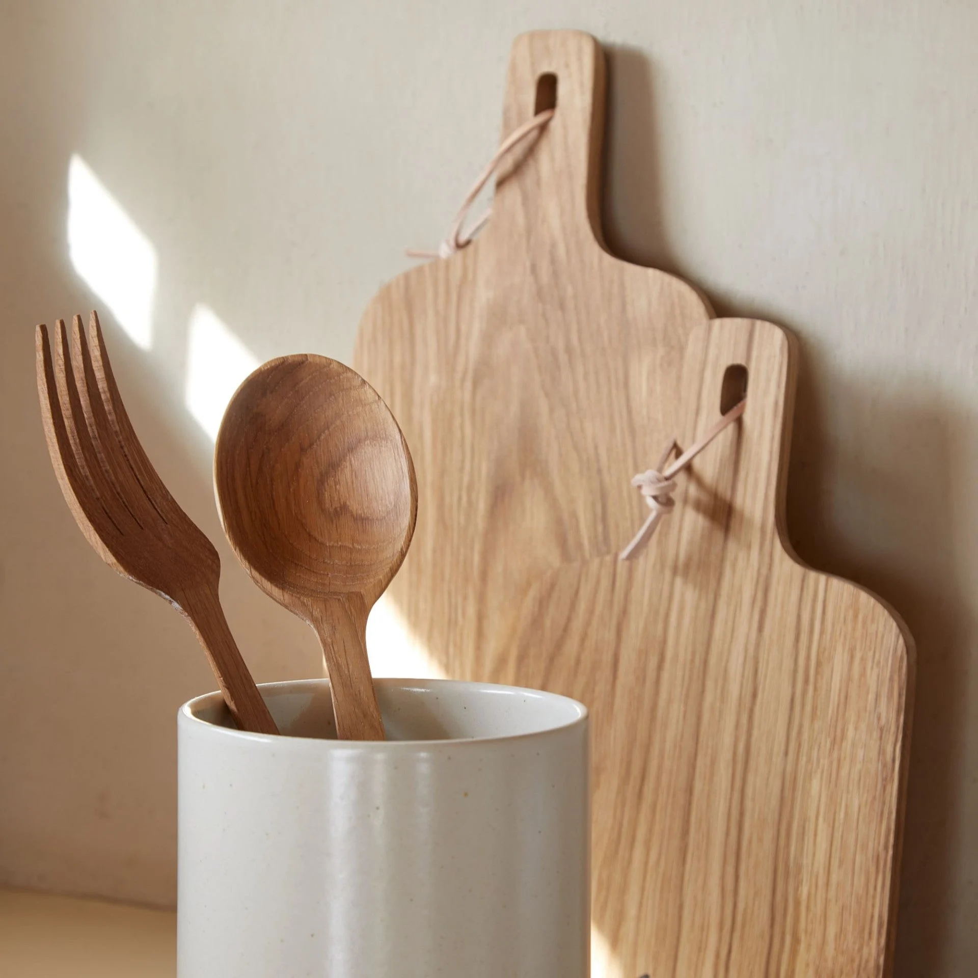 Oak Wood Fork + Spoon Set