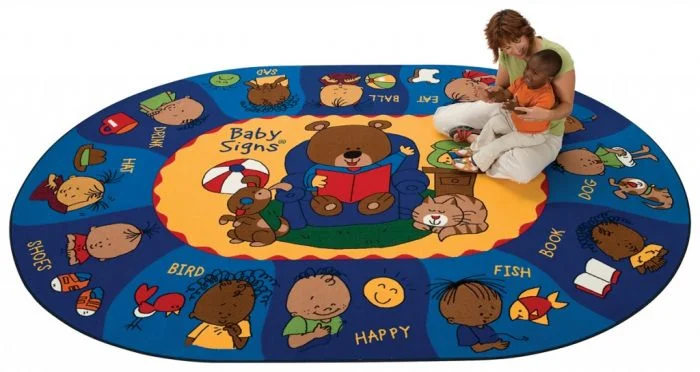 Carpets for Kids Sign Say & Play Bilingual Learning Rug, Oval 8'3" x 11'8"