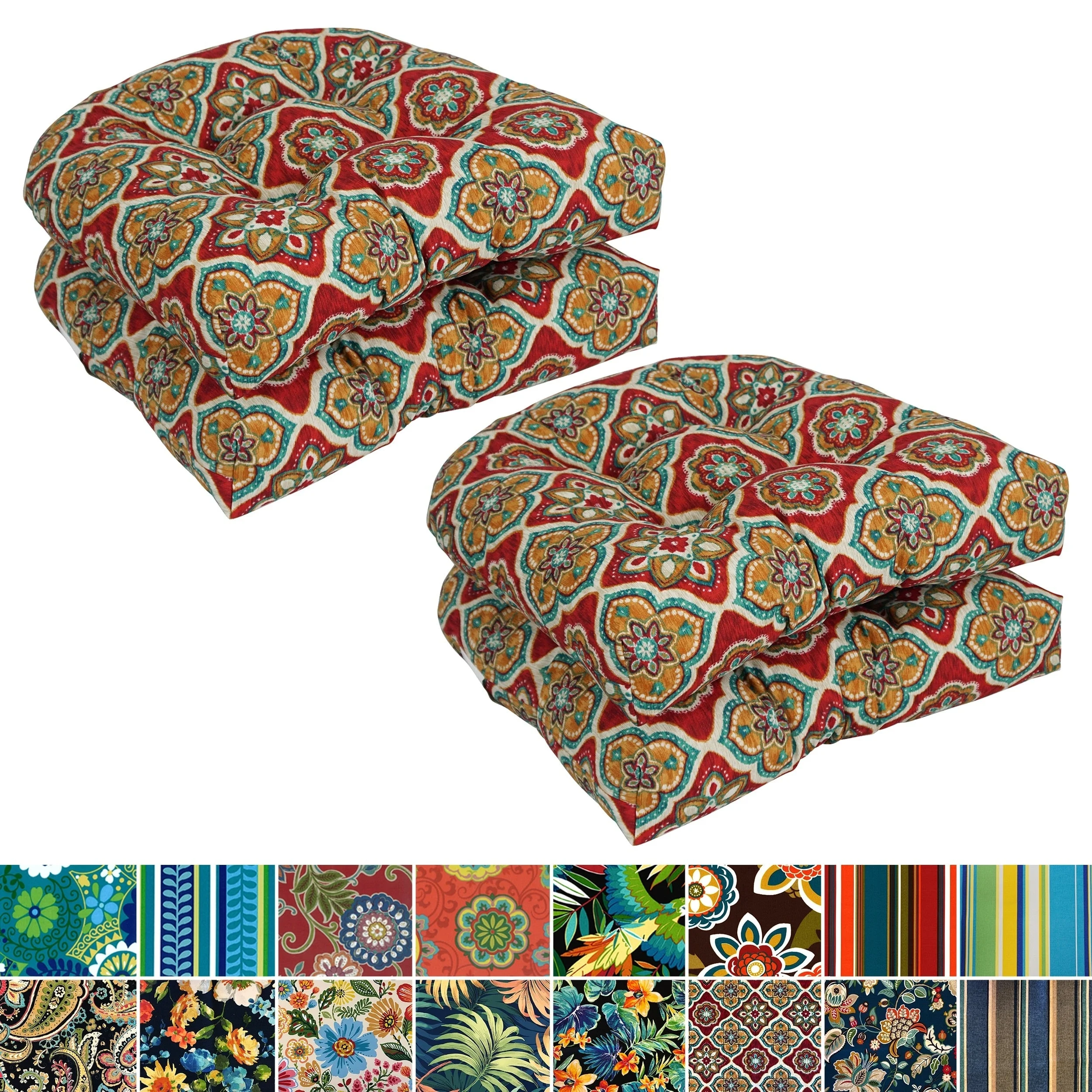 19-inch Rounded Back Indoor/Outdoor Chair Cushions (Set of 4) - 19 x 19