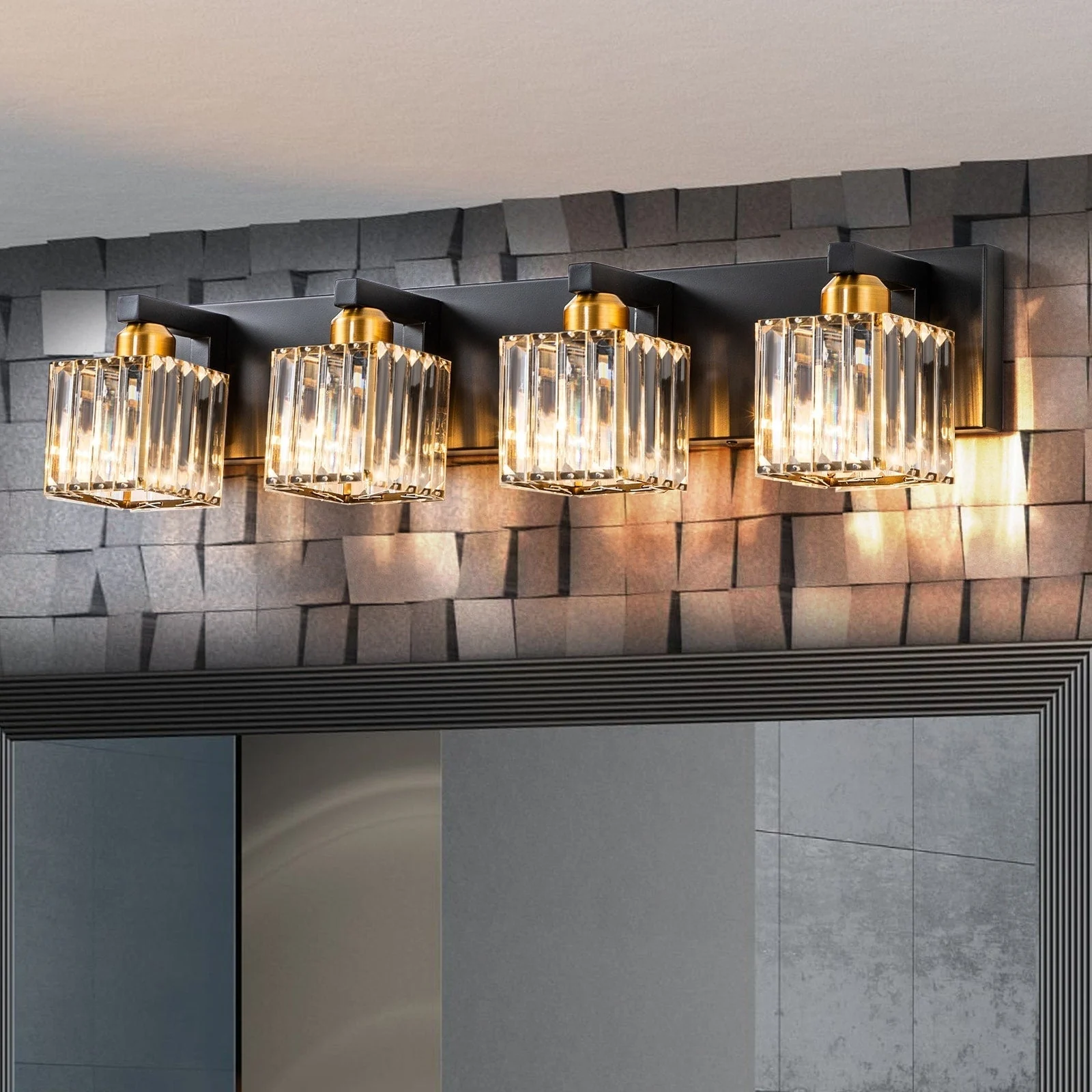 2/3/4/5 Light Bathroom Vanity Light Wall Sconce with Crystal Shade