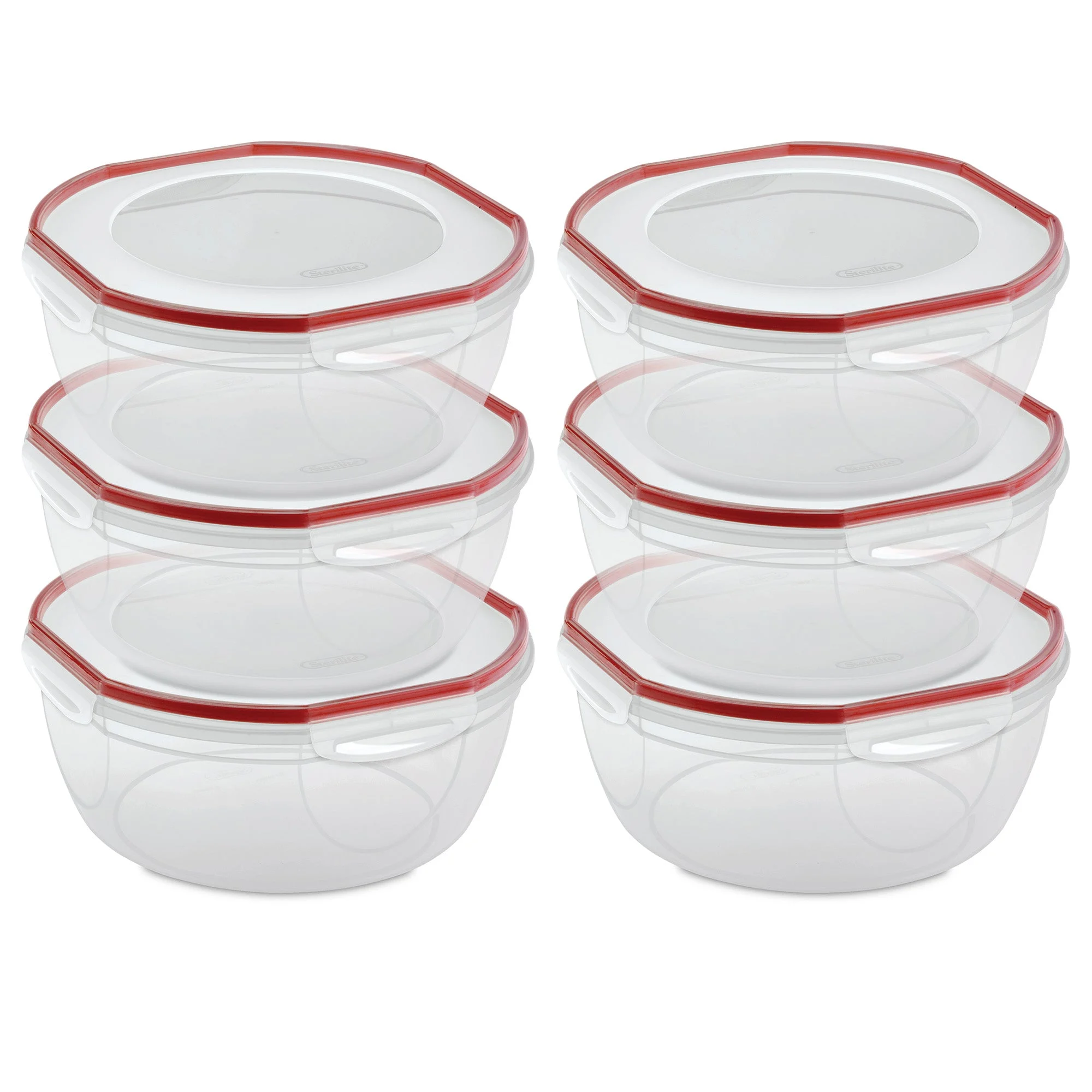 Sterilite Ultra Seal 8.10 Quart Plastic Food Storage Bowl Container, 6 Pack