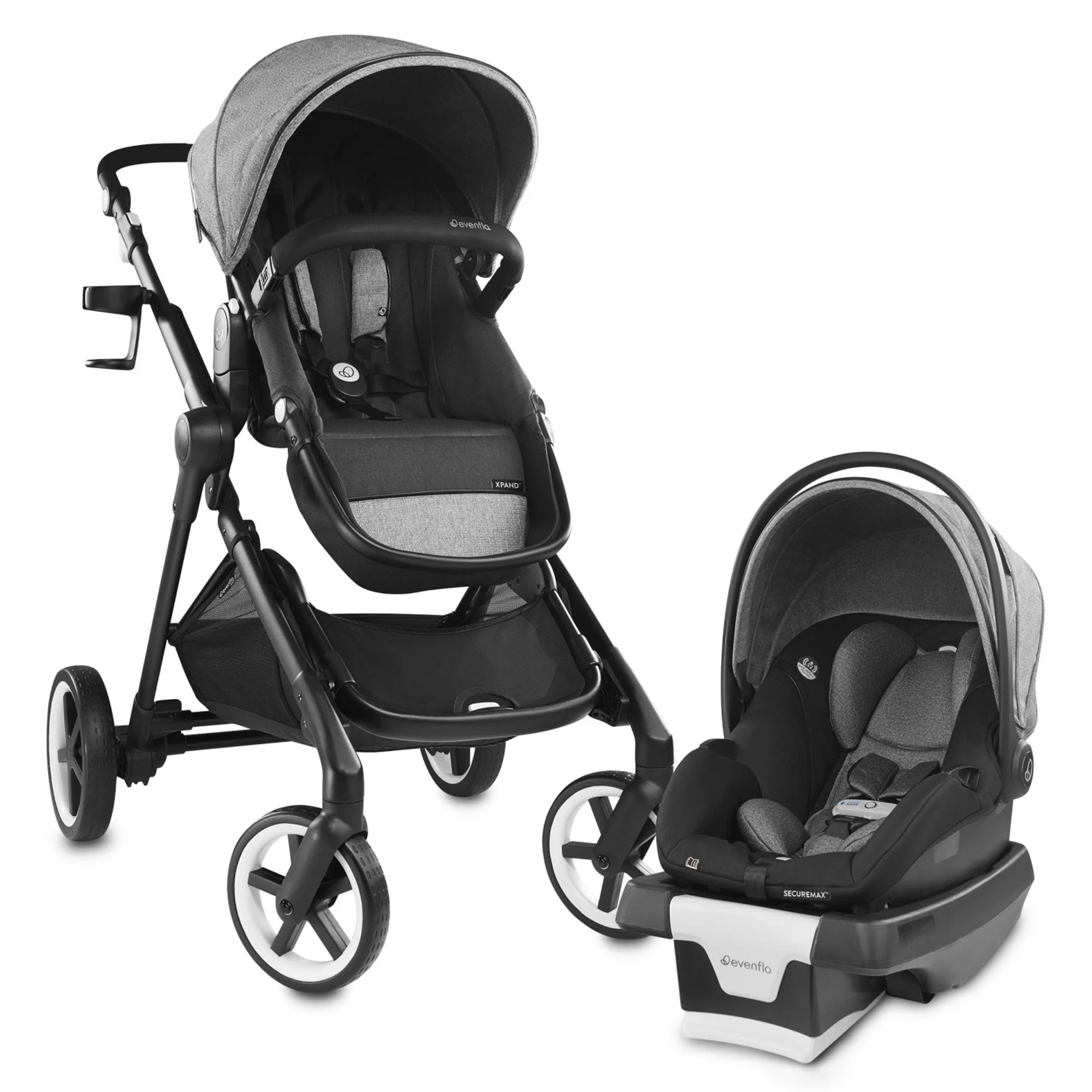Evenflo GOLD SensorSafe Pivot Xpand Smart Modular Travel System, Moonstone Gray