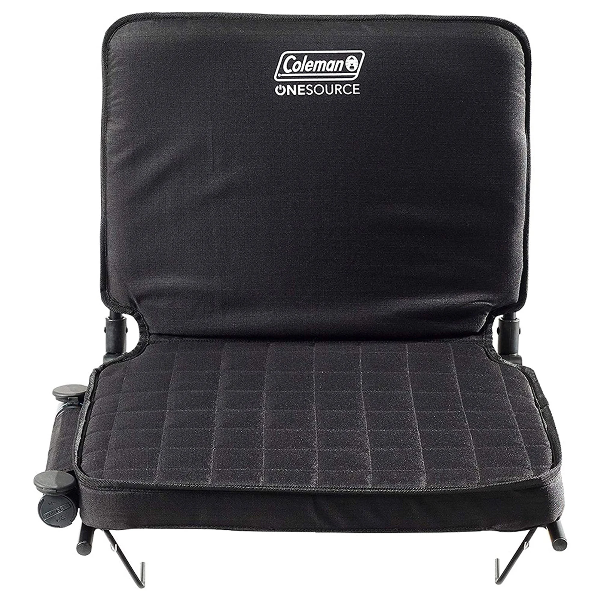 Coleman 17 In OneSource Foldable Padded Rechargeable Heated Stadium Seat, Black
