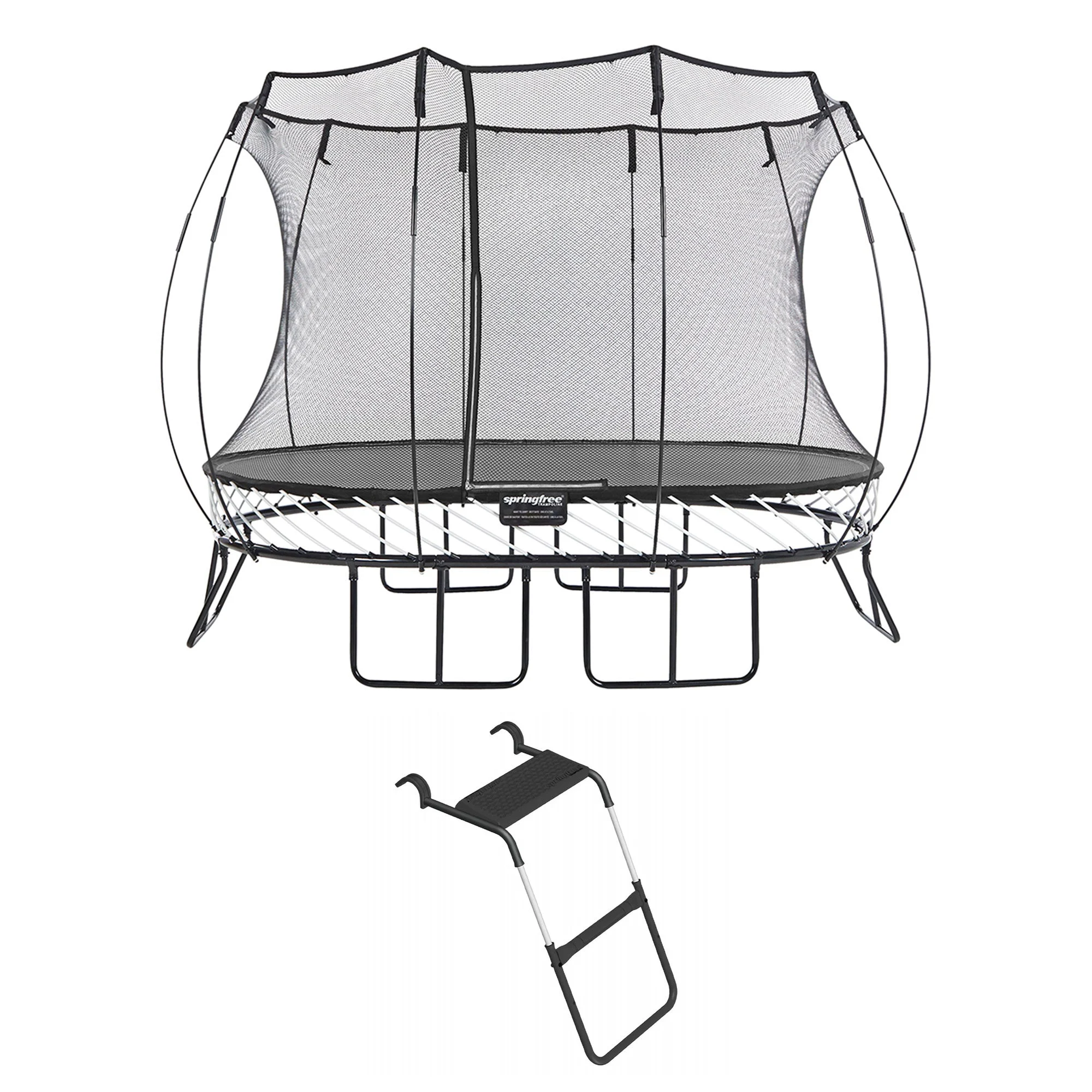 Springfree Trampoline Kids Oval 8 x 11Ft Trampoline & FlexrStep V2 Safety Ladder