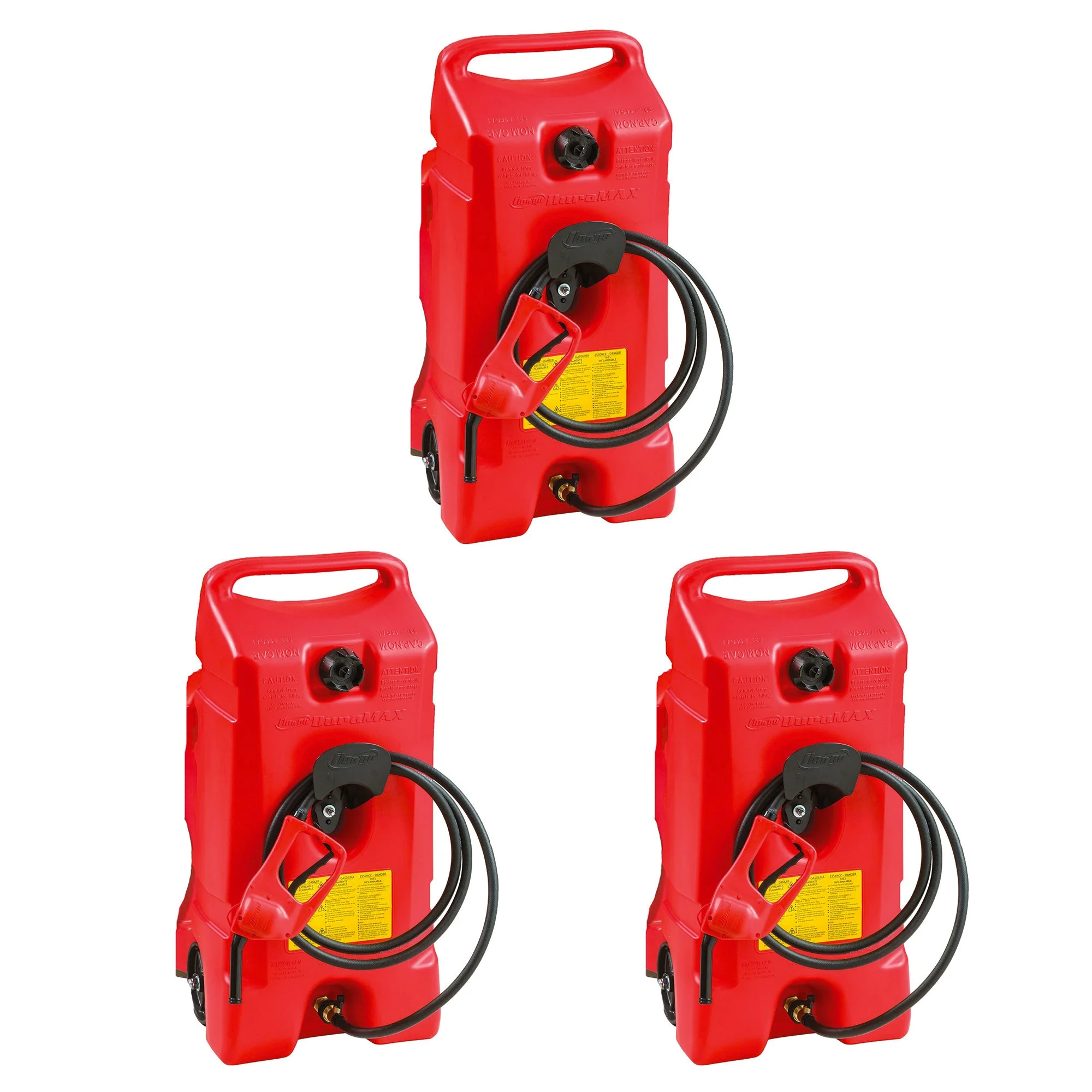 Scepter Flo N Go DuraMax 14 Gallon Portable Gas Fuel Tank Container with Pump (3 Pack)