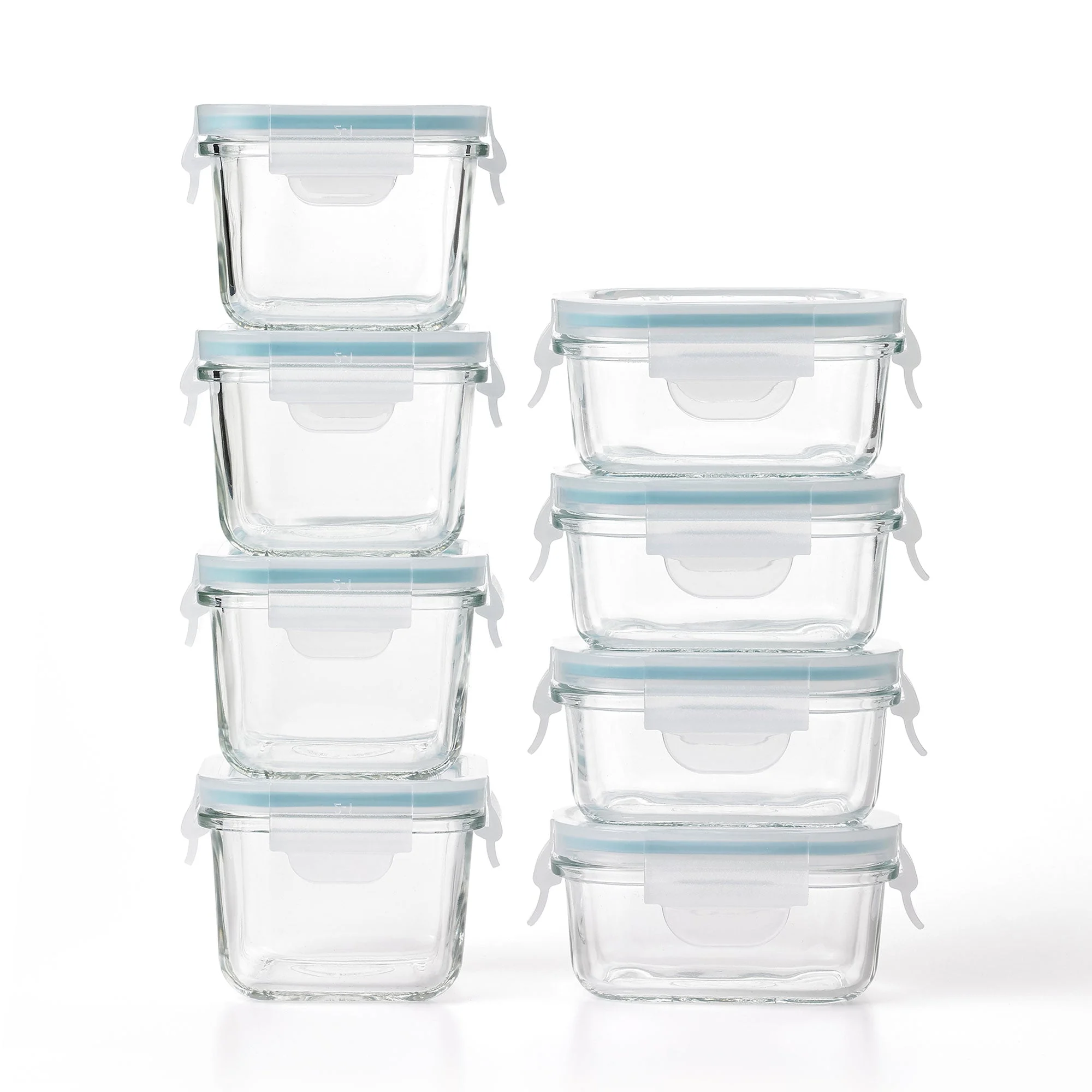 Glasslock Mini 5 and 7 Ounce Tempered Glass Food Storage Container Set, 8 Pieces