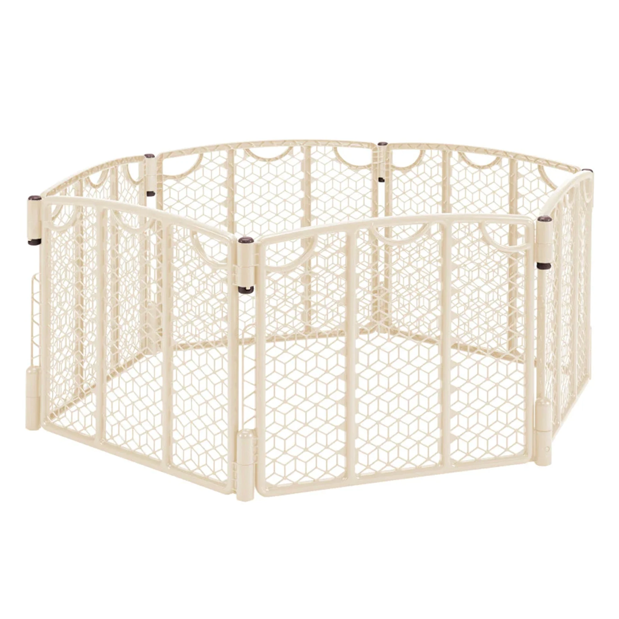 Evenflo Indoor/Outdoor Adjustable Portable Play Yard Area w/Lawn Stakes, Cream