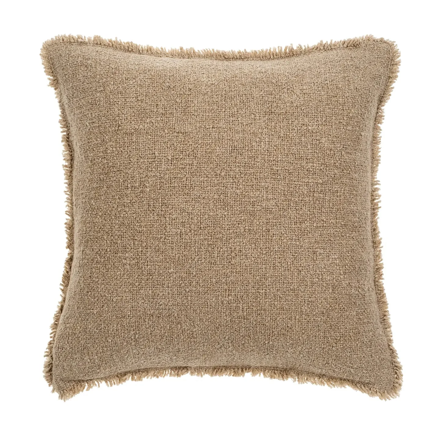 Indaba Warm Sand Fringed Boucle Pillow