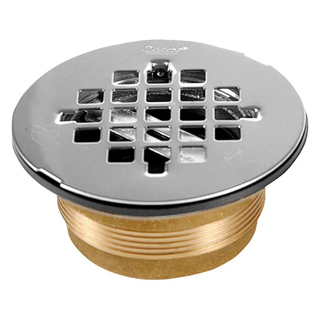 Shower Drain No-Calk with Stainless Steel Strainer 2 Inch Brass