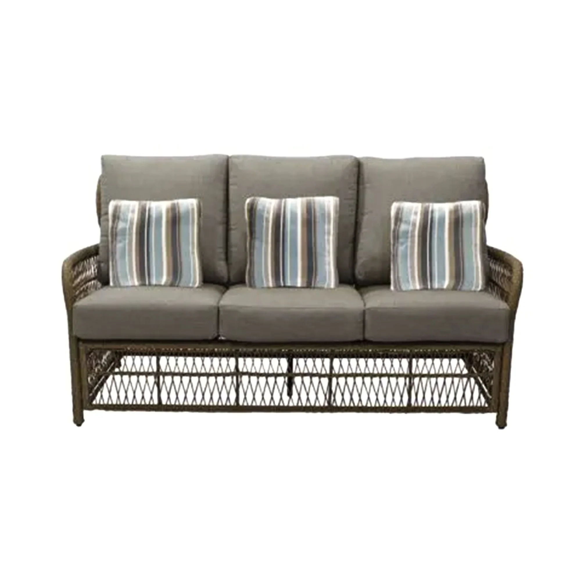 Four Seasons Courtyard Positano 3 Seater All Weather Wicker Loveseat, Beige