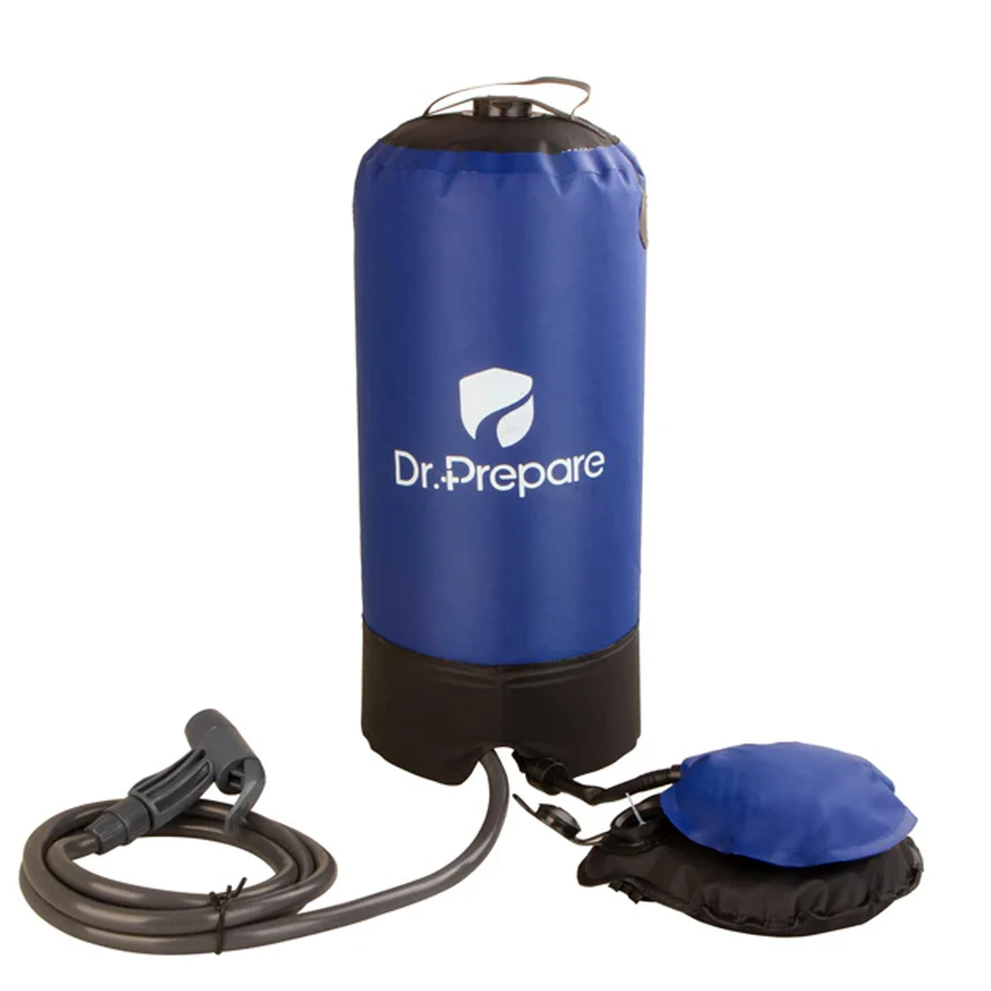 Dr. Prepare Portable Camping Shower w/Foot Pump & Press-Type Nozzle, 4 Gal, Blue