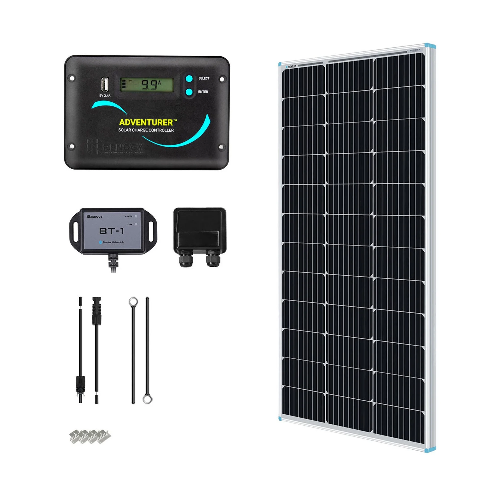 Renogy Solar Panel Starter Kit with Charge Controller, Adaptor, Brackets for RV