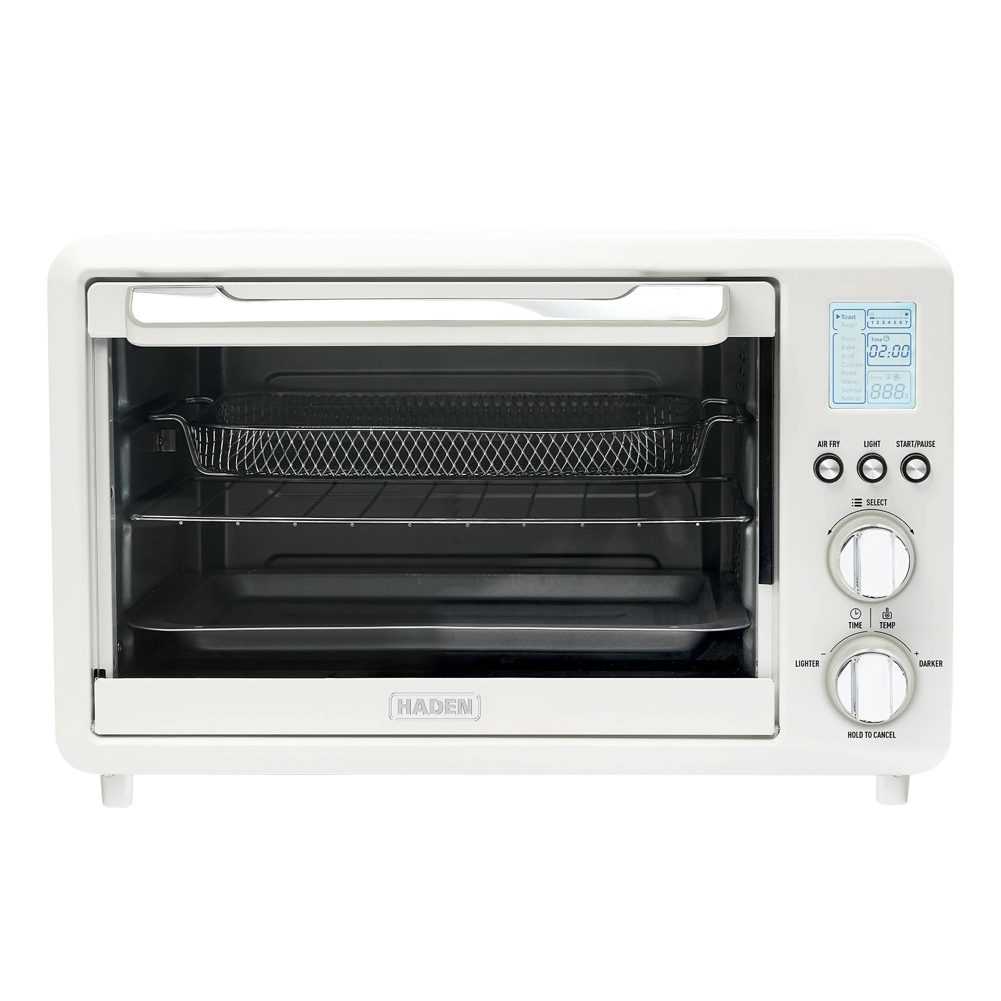 Haden Countertop 6 Slice Toaster Oven Air Fryer Combo for Kitchen, Ivory/Chrome