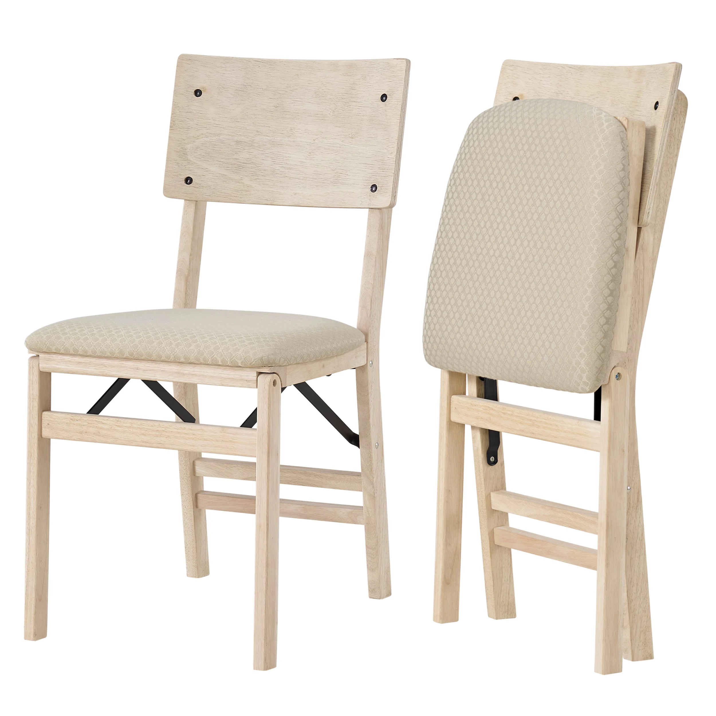 Stakmore Aztec Curved Back Upholstered Folding Chairs, Set of 2, Unfinished