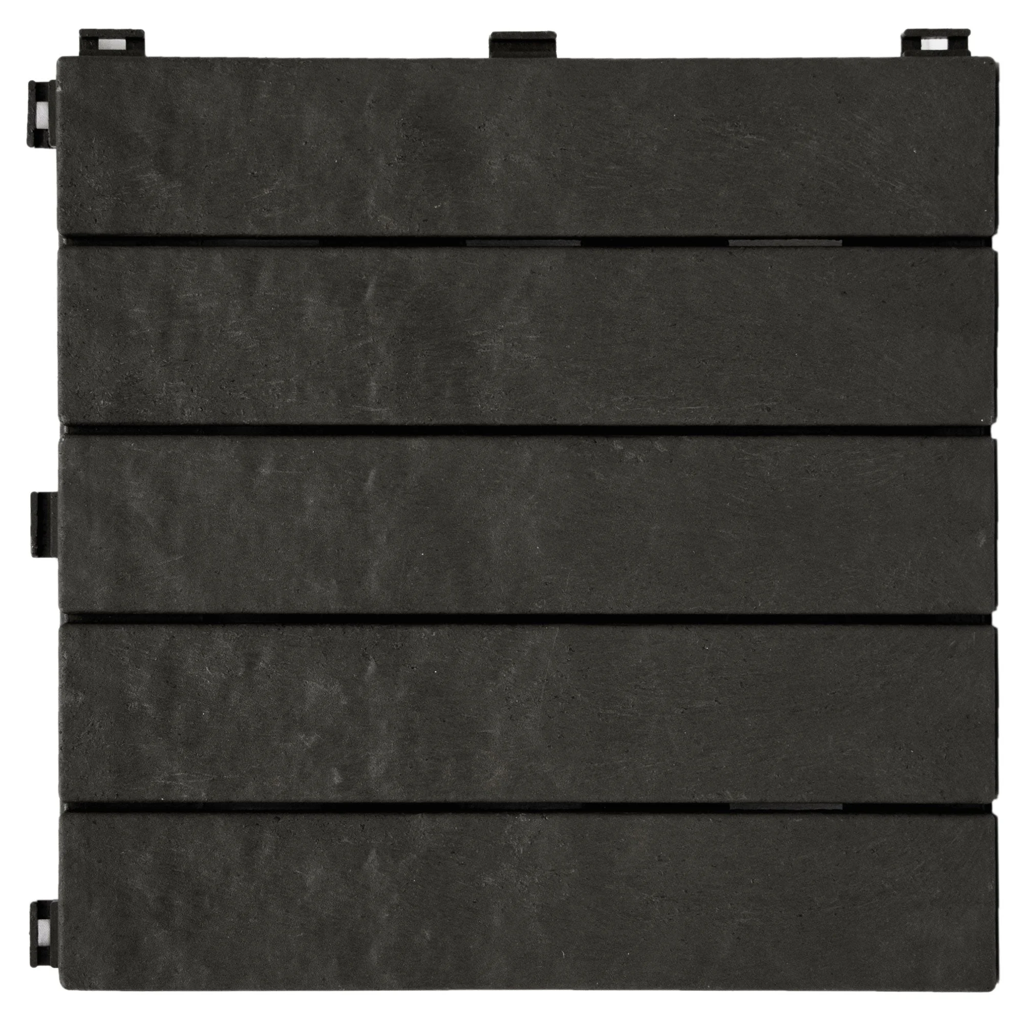 TierraVerde 12x12" Interlocking Outdoor Balcony Deck Tiles, 24-Pack, Slate Black