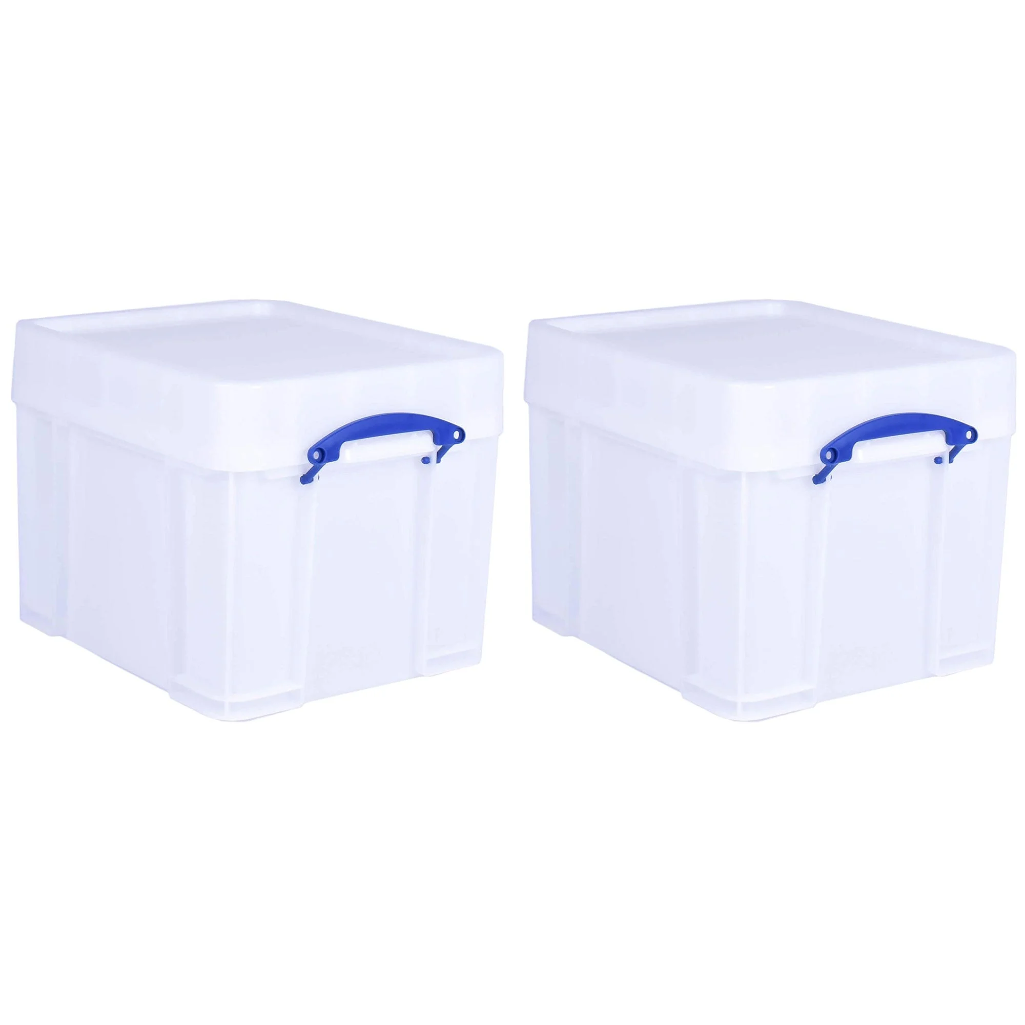 Really Useful Box 35 Liter Extra Strong Plastic Storage Box with XL Lid, 2 Pack