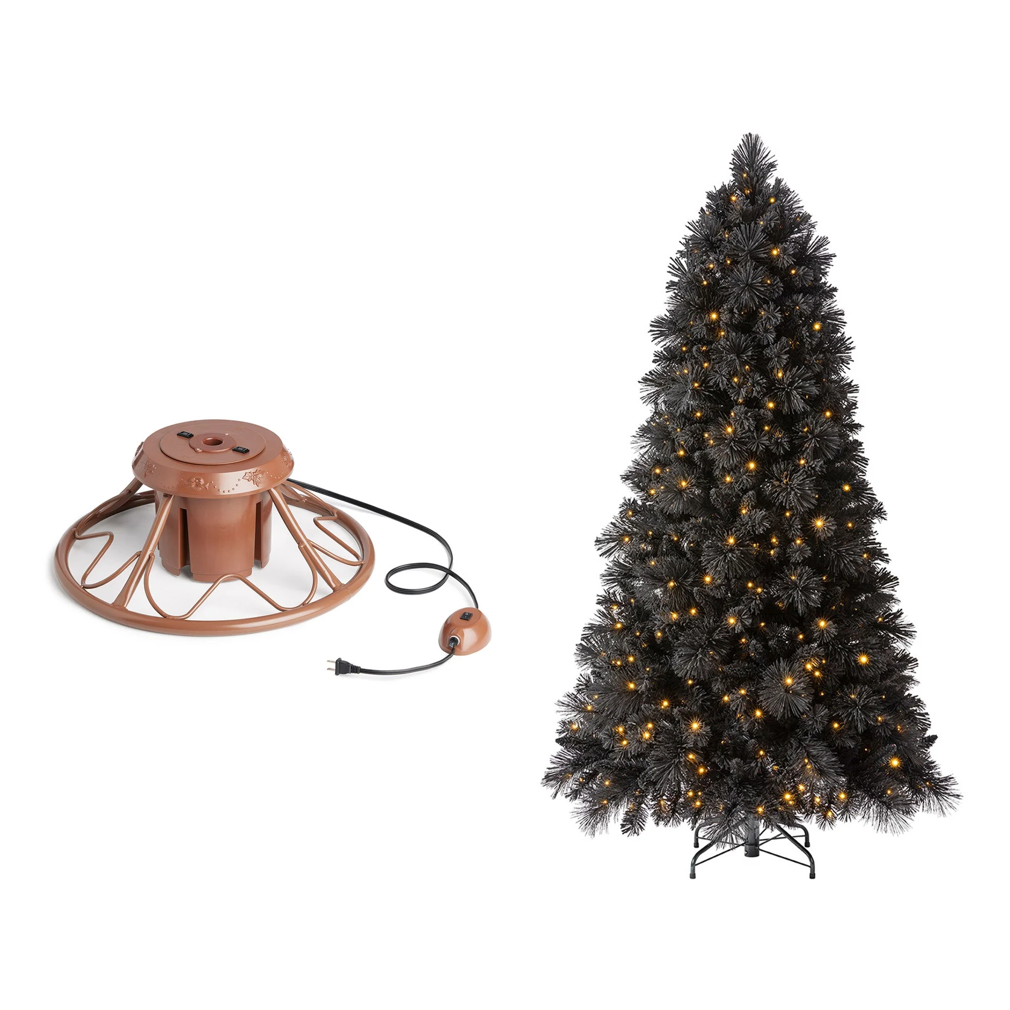 Home Heritage Rotating Tree Stand Base w/Snowdrift 6.5' Pine Christmas Tree