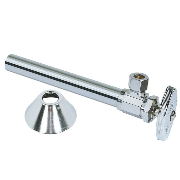 Angle Stop Valve 1/2 x 3/8 Inch Lead Free Brass Chrome Cross Sweat x Compression