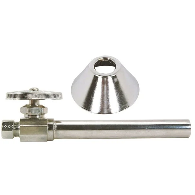 Straight Stop Valve Straight 1/2 x 3/8 Inch Lead Free Brass Chrome Plated Sweat x Compression