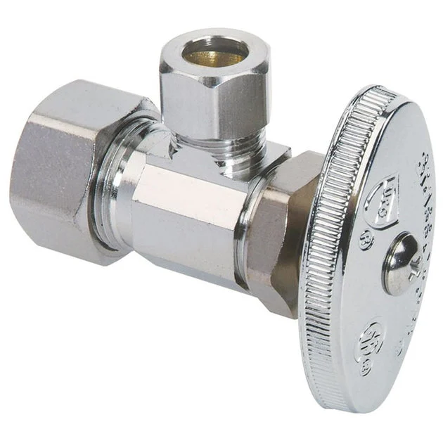 Angle Stop Valve 1/2 x 3/8 Inch Lead Free Brass Chrome Cross Compression