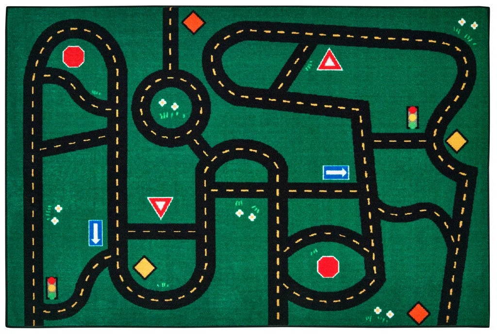 Carpets for Kids Go-Go Driving Educational & Learning Rug, Rectangle