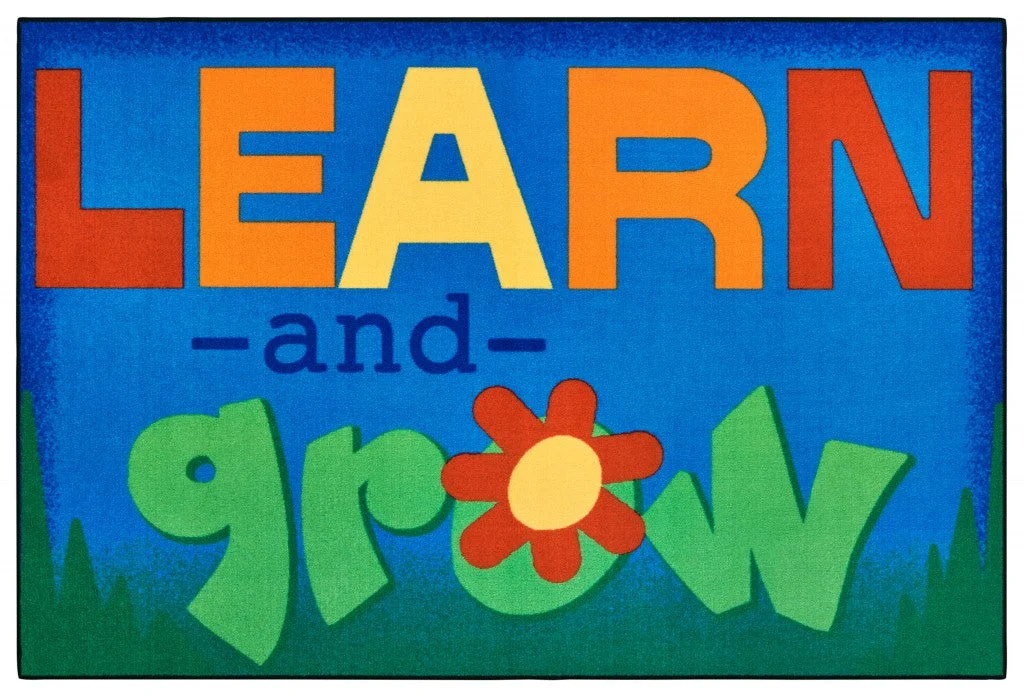 Carpets for Kids Learn & Grow Value Blue Educational & Learning Rug, Rectangle