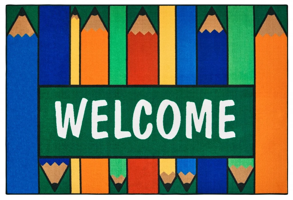 Carpets for Kids Colorful Pencils Welcome Value Educational Rug, Rectangle