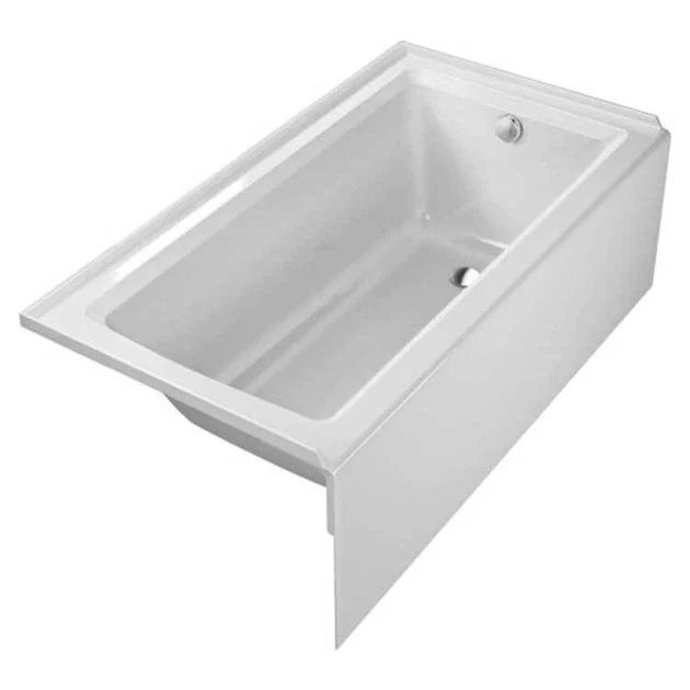 Soaking Tub Architec 60 x 32 Inch Integrated Panel and Flange Right White Acrylic