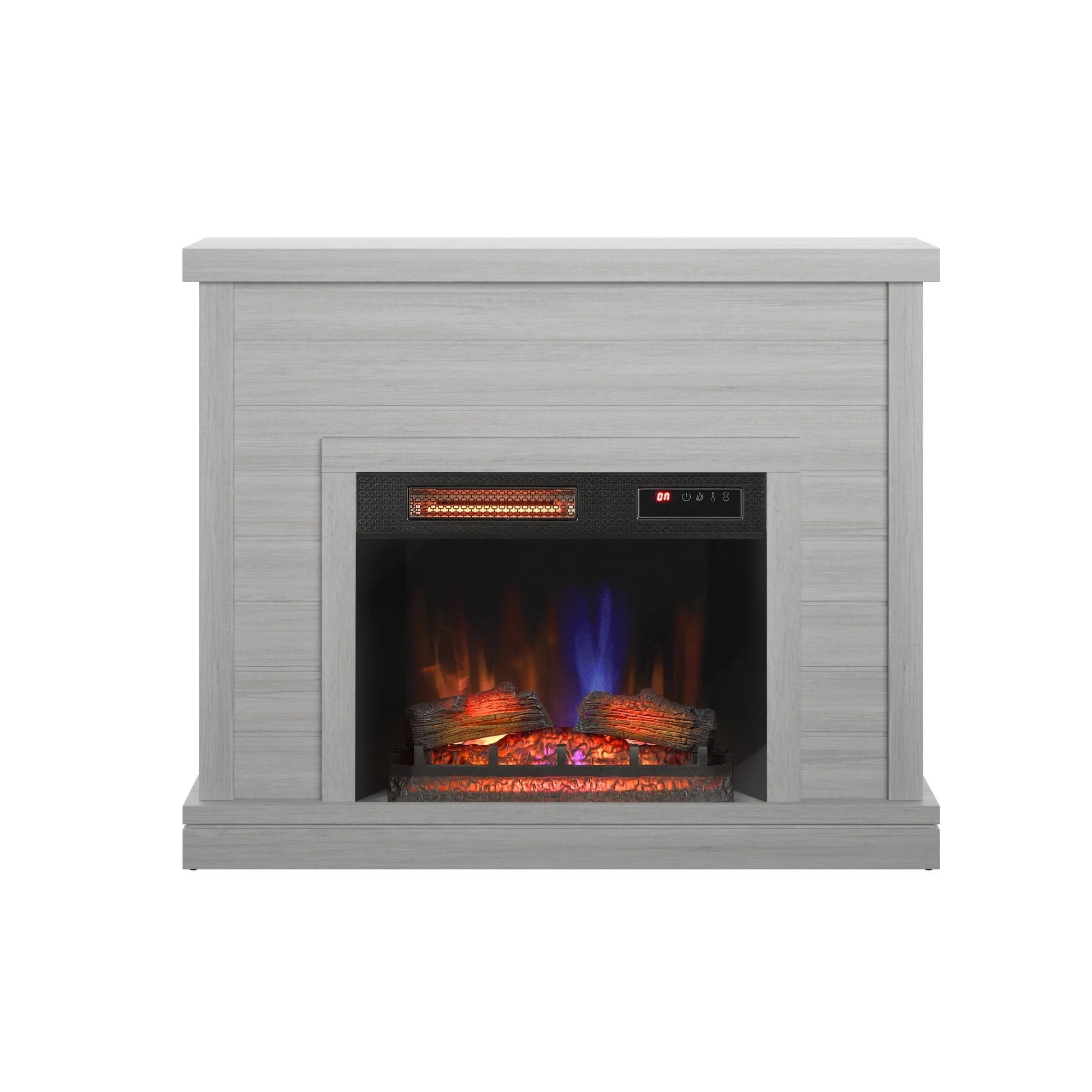 52 Shiplap Wall Mantel with 3D Fireplace Insert