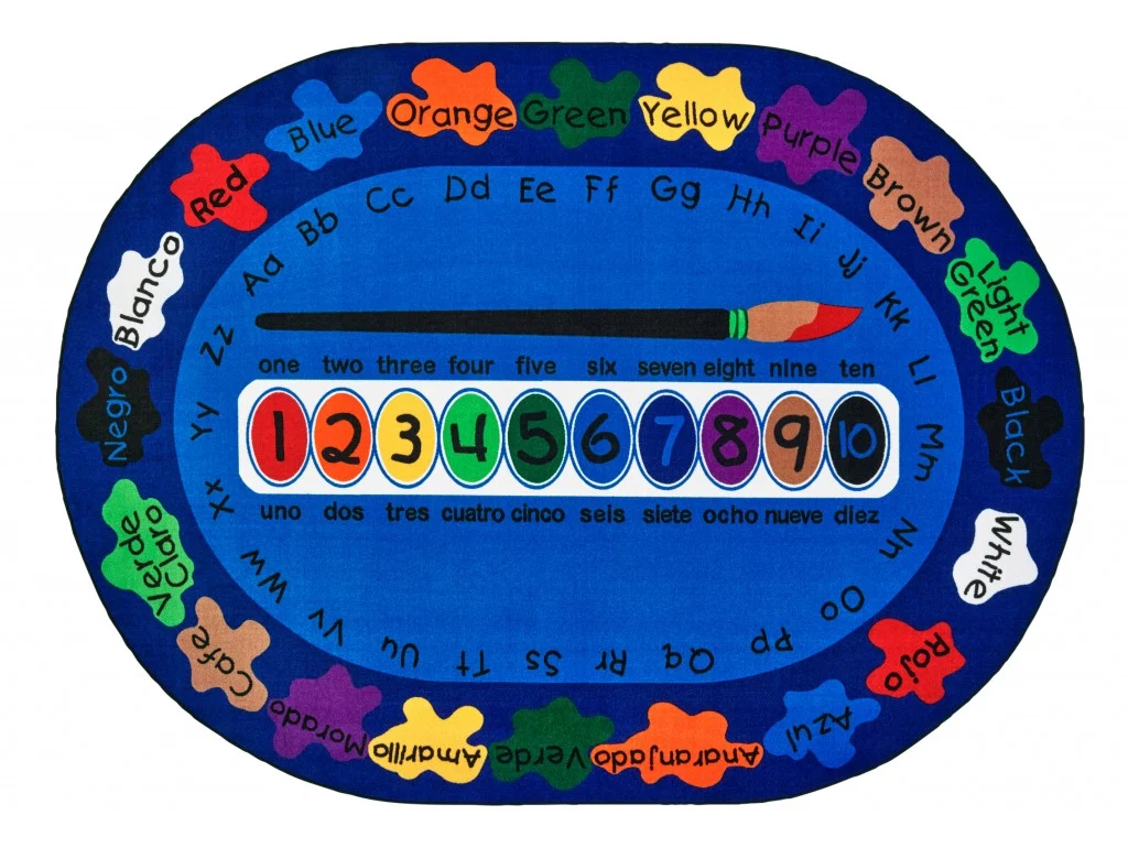 Carpets for Kids Bilingual Paint by Numero Educational & Learning Oval Rug