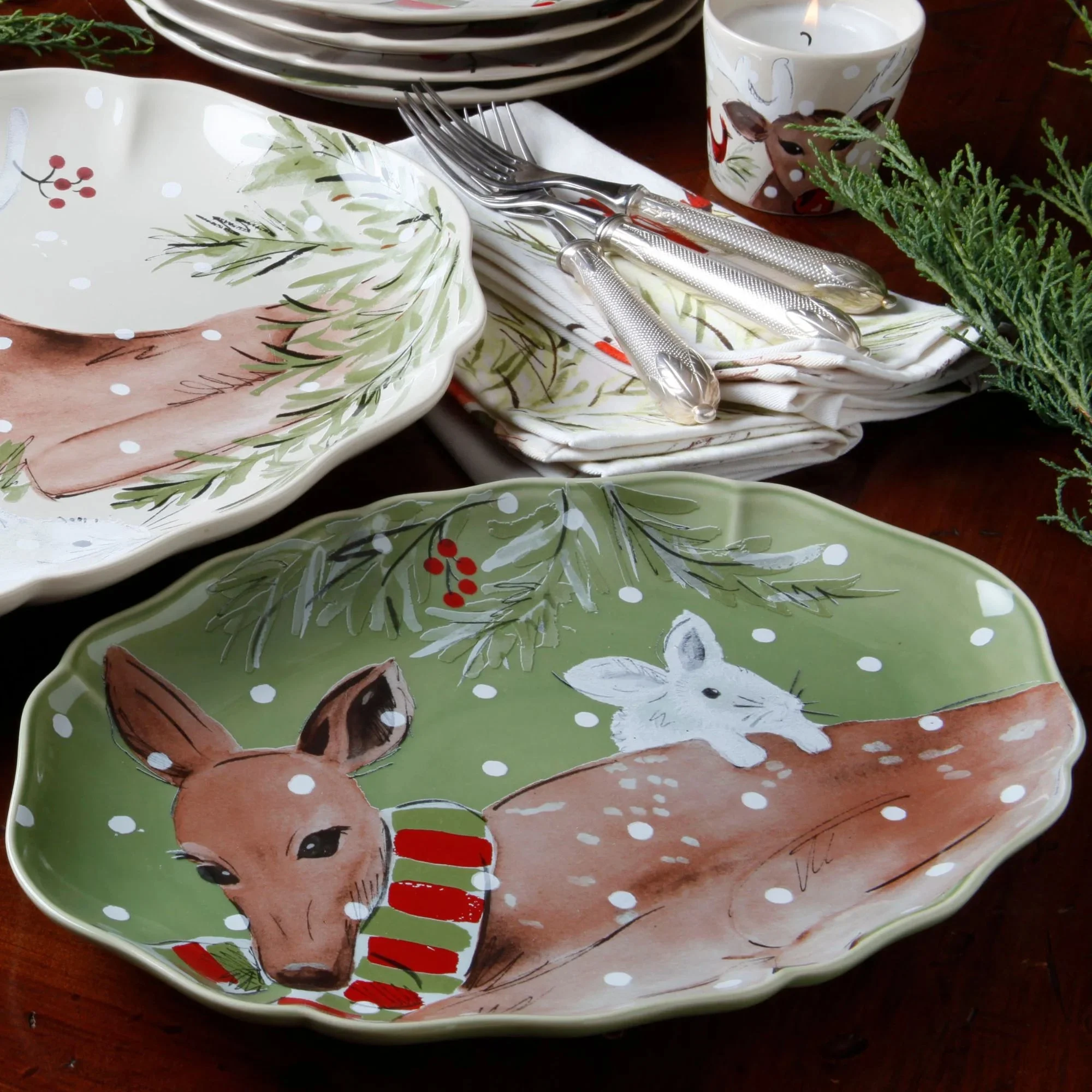 Deer Friends 13" Oval Platter