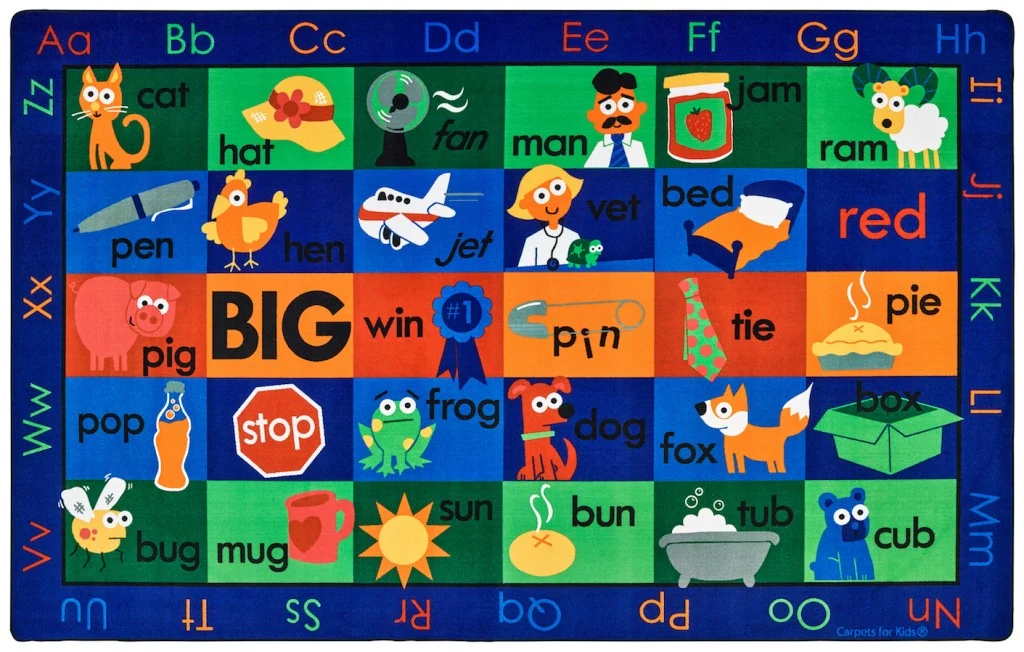 Rhyme Time Learning Durable Kids Rug for Playroom and Early Learning Spaces,Rectangle
